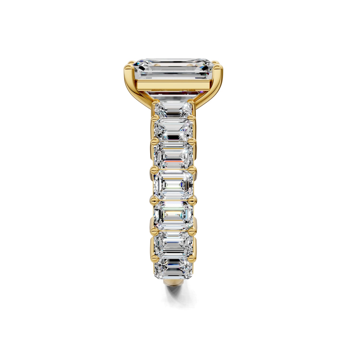 VALORA EMERALD CUT SIDE-STONE RING