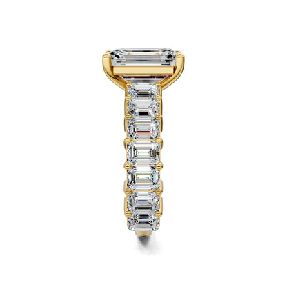 VALORA EMERALD CUT SIDE-STONE RING