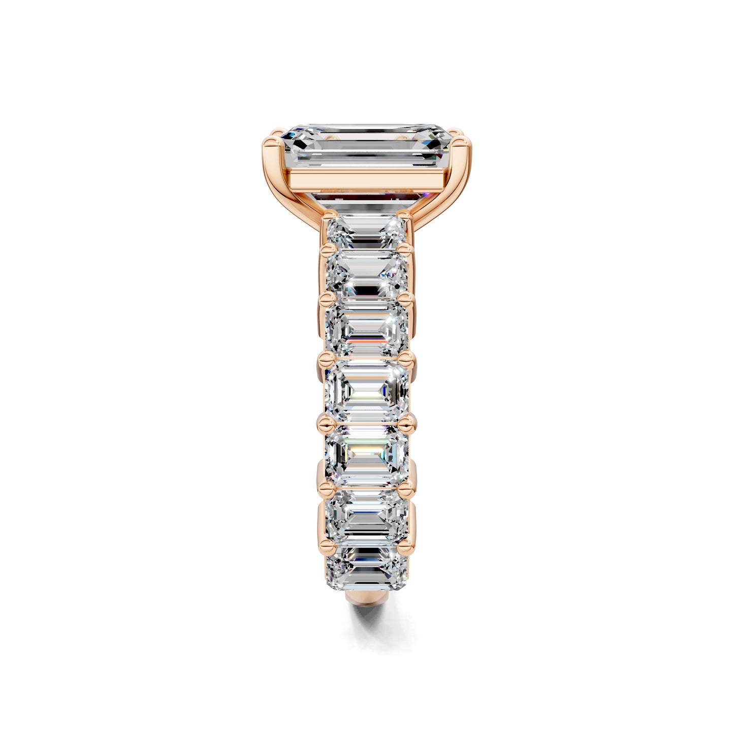 VALORA EMERALD CUT SIDE-STONE RING