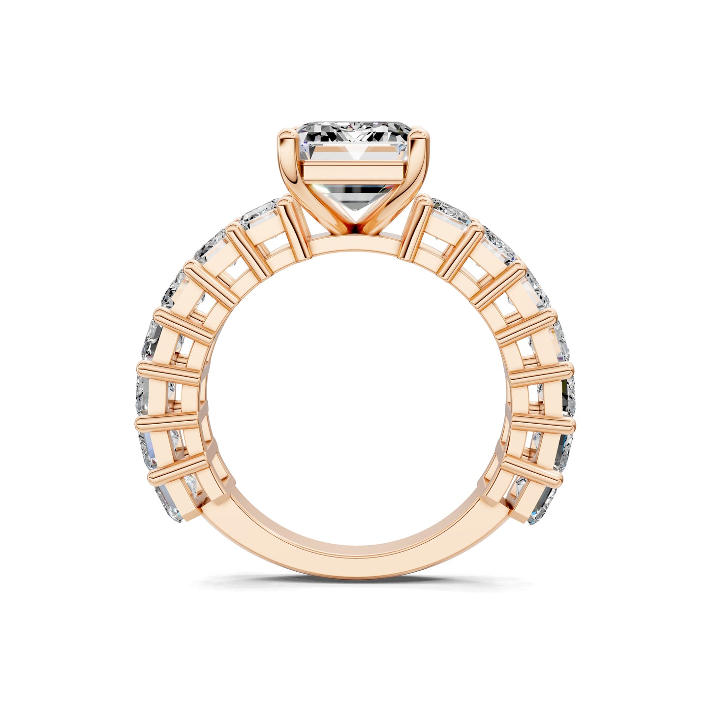 VALORA EMERALD CUT SIDE-STONE RING