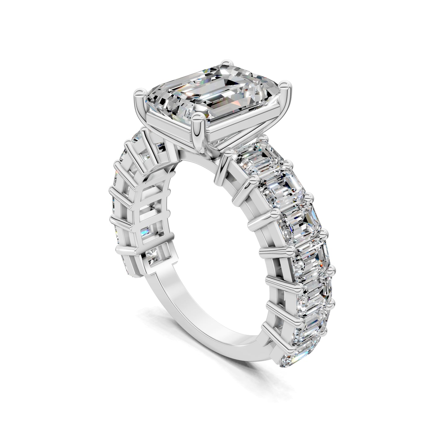 VALORA EMERALD CUT SIDE-STONE RING