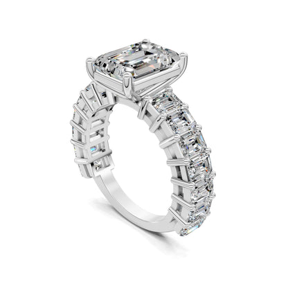 VALORA EMERALD CUT SIDE-STONE RING