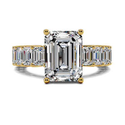 VALORA EMERALD CUT SIDE-STONE RING