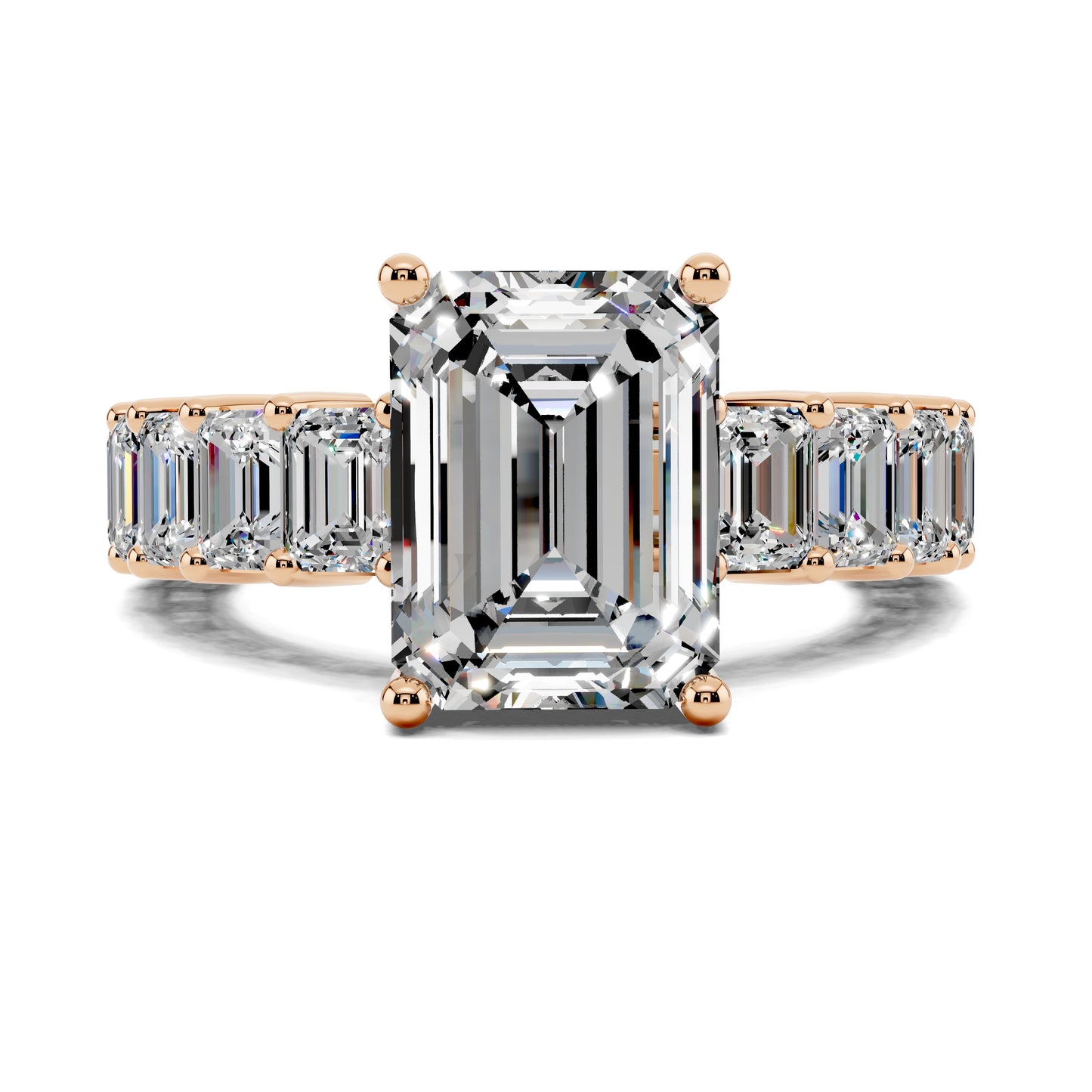 VALORA EMERALD CUT SIDE-STONE RING