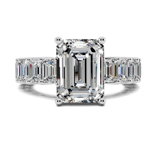 VALORA EMERALD CUT SIDE-STONE RING