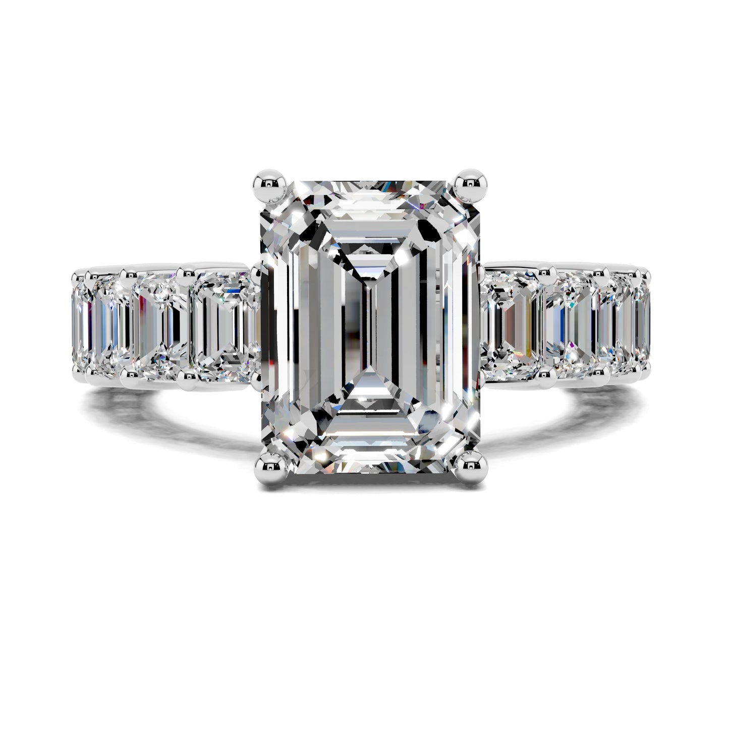 VALORA EMERALD CUT SIDE-STONE RING