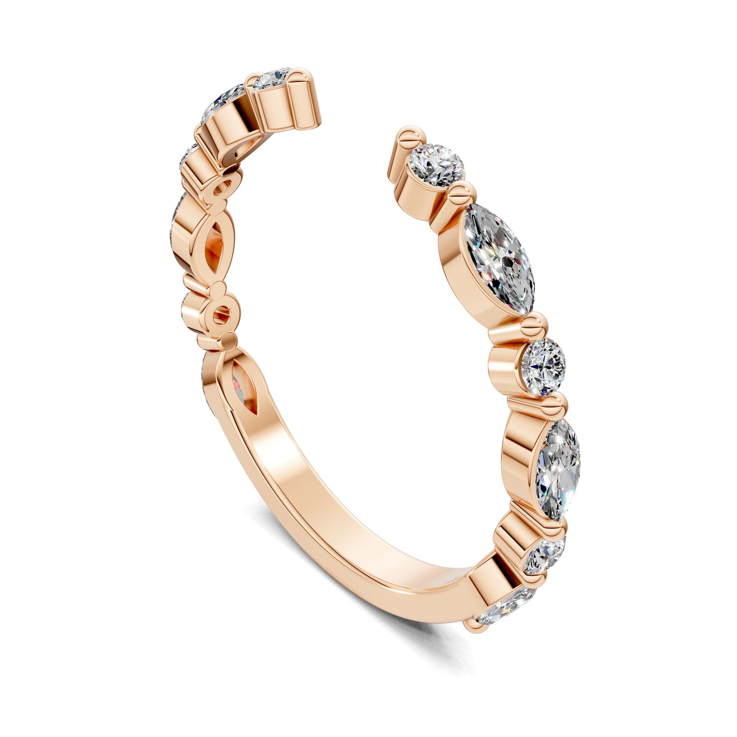 INEZ ROUND AND MARQUISE OPEN DIAMOND RING