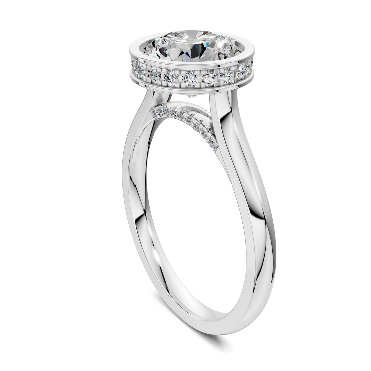 Madeline Hidden Halo with Pavé Bridge Ring