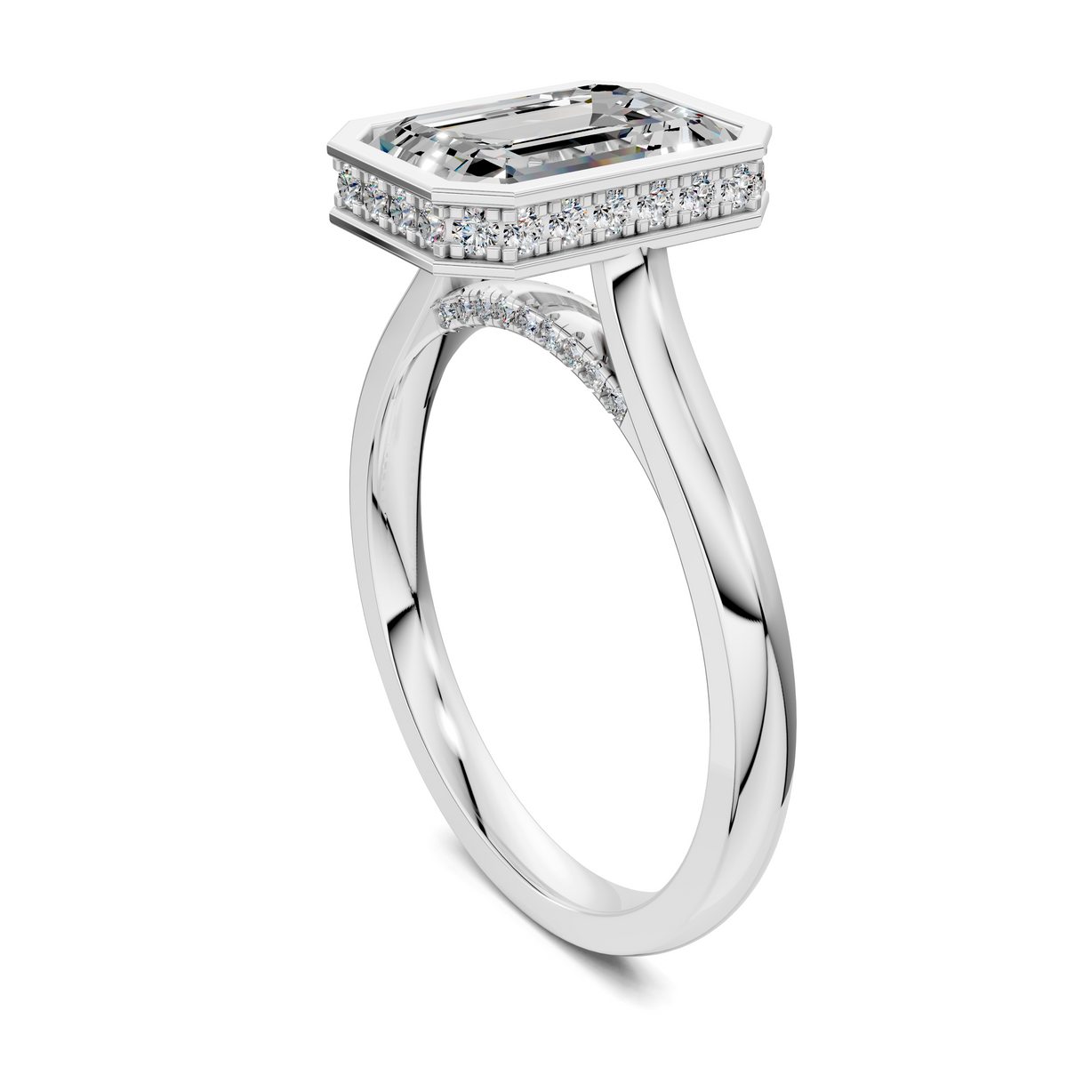 Madeline Hidden Halo with Pavé Bridge Ring