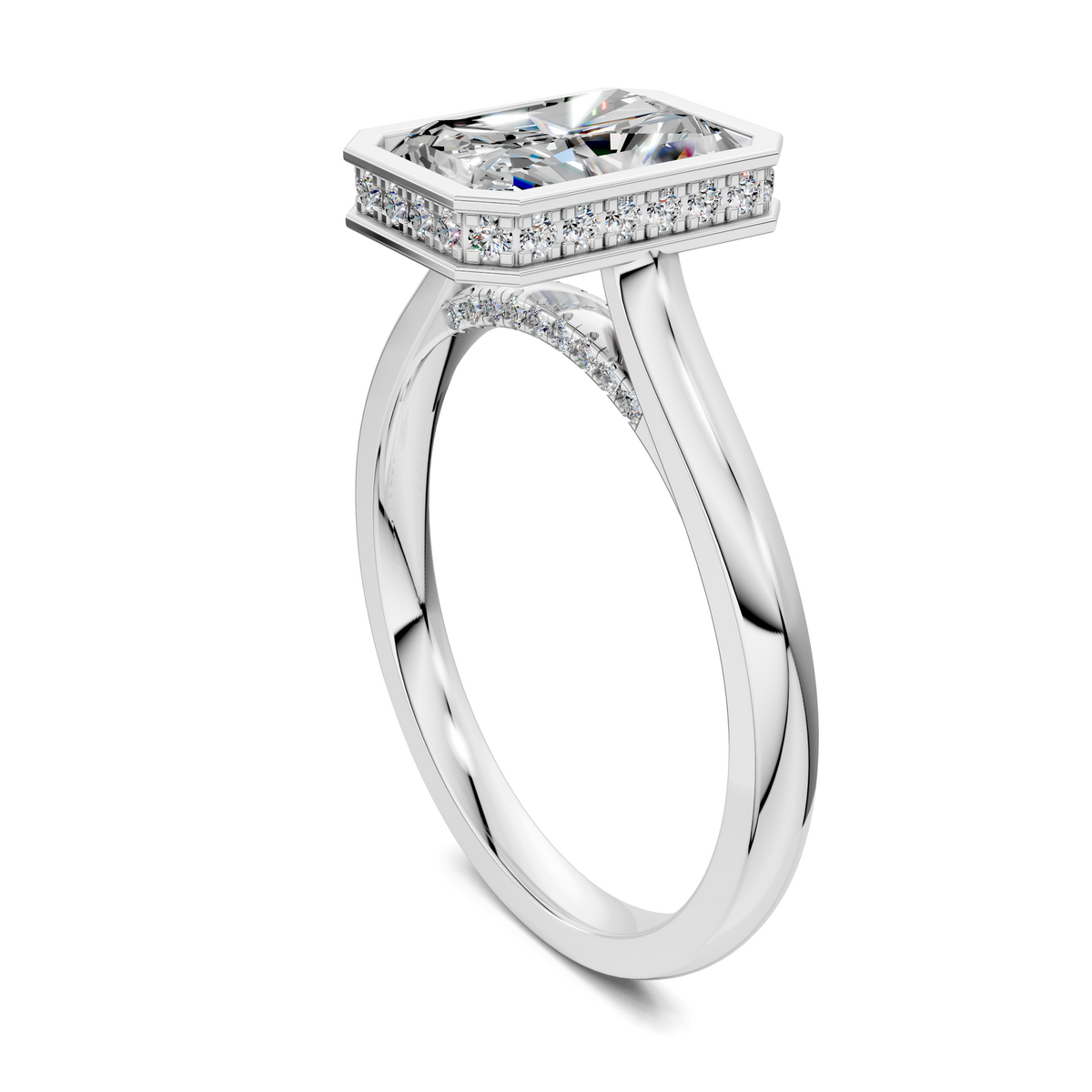 Madeline Hidden Halo with Pavé Bridge Ring