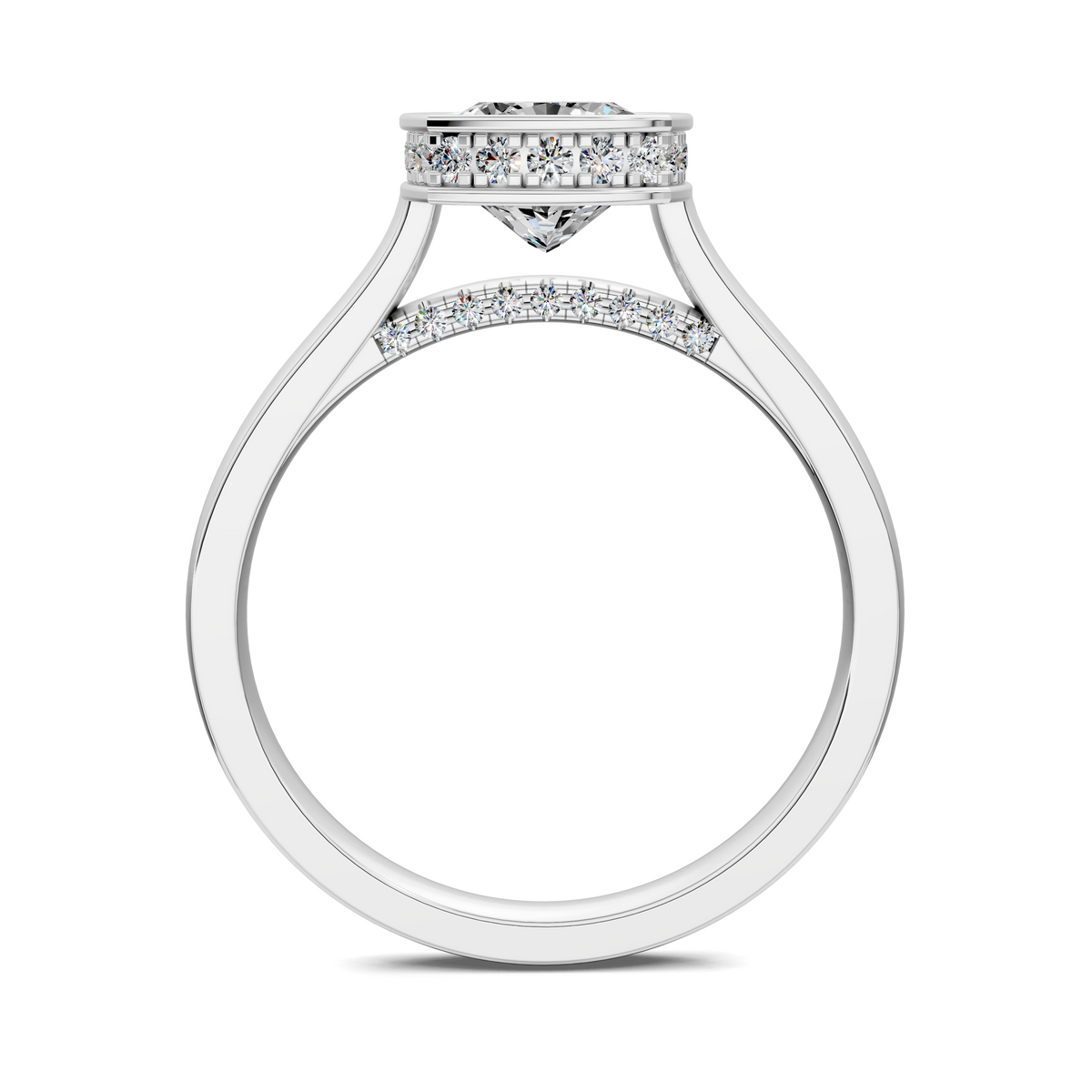Madeline Hidden Halo with Pavé Bridge Ring