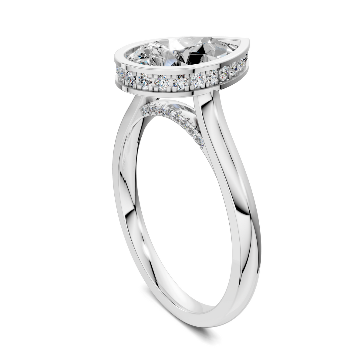 Madeline Hidden Halo with Pavé Bridge Ring