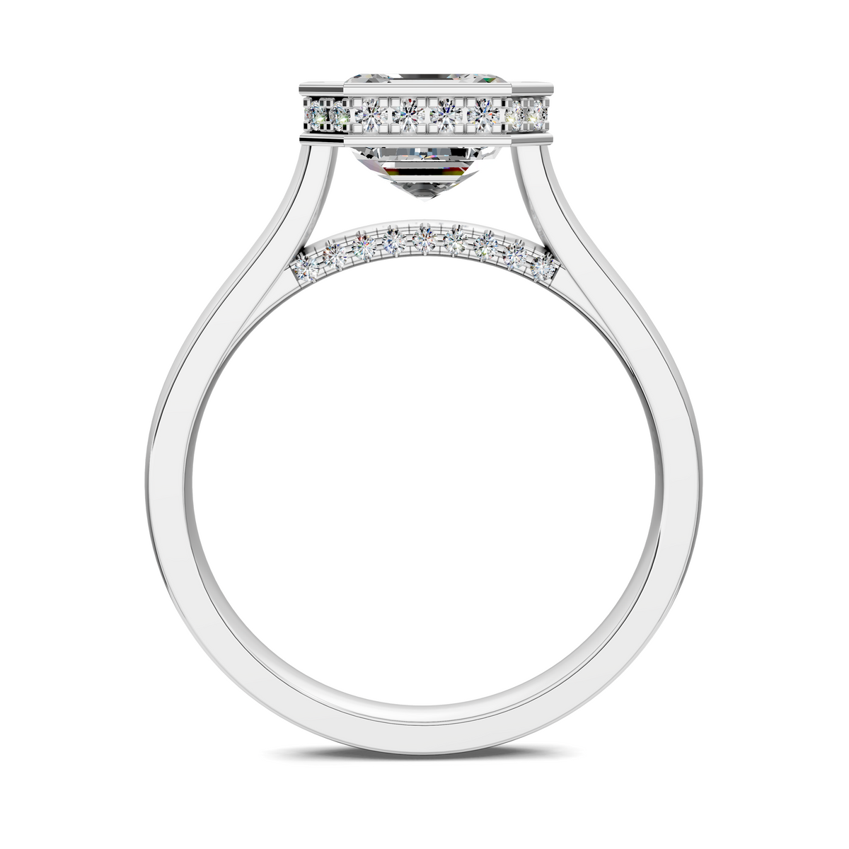 Madeline Hidden Halo with Pavé Bridge Ring