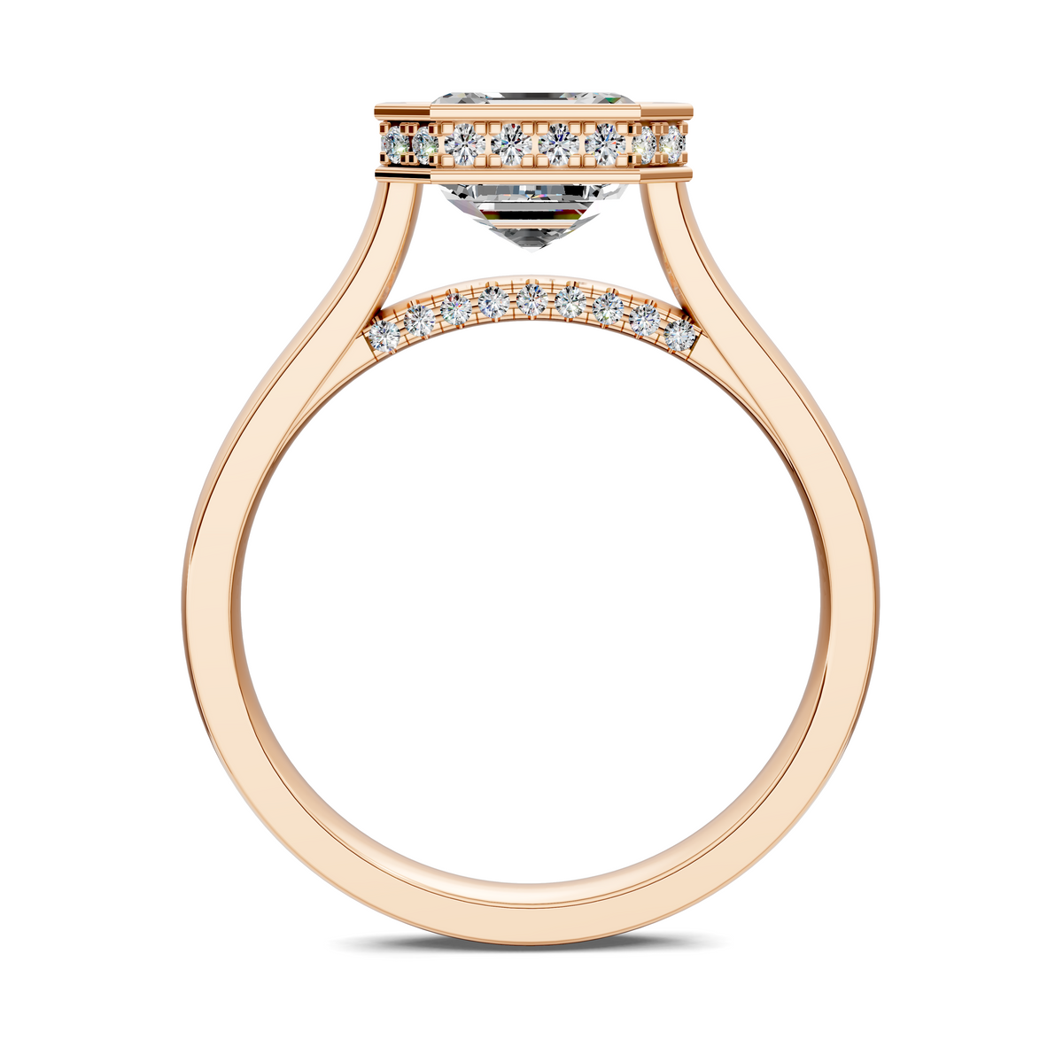 Madeline Hidden Halo with Pavé Bridge Ring