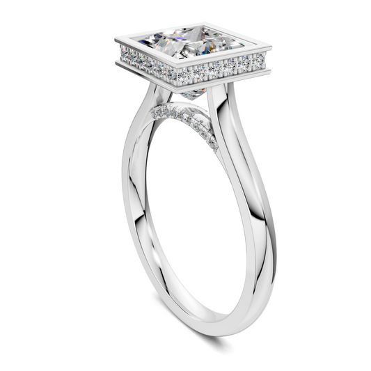 Madeline Hidden Halo with Pavé Bridge Ring