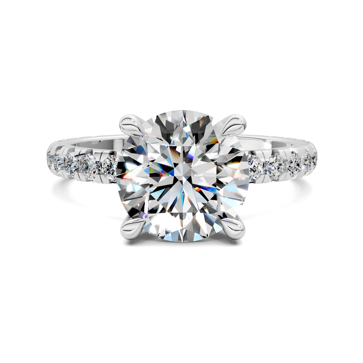 Anna Pavé Prong Solitaire Engagement Ring