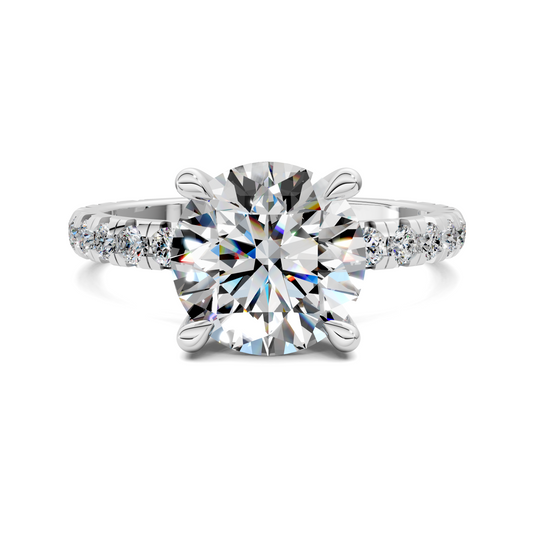 Anna Pavé Prong Solitaire Engagement Ring