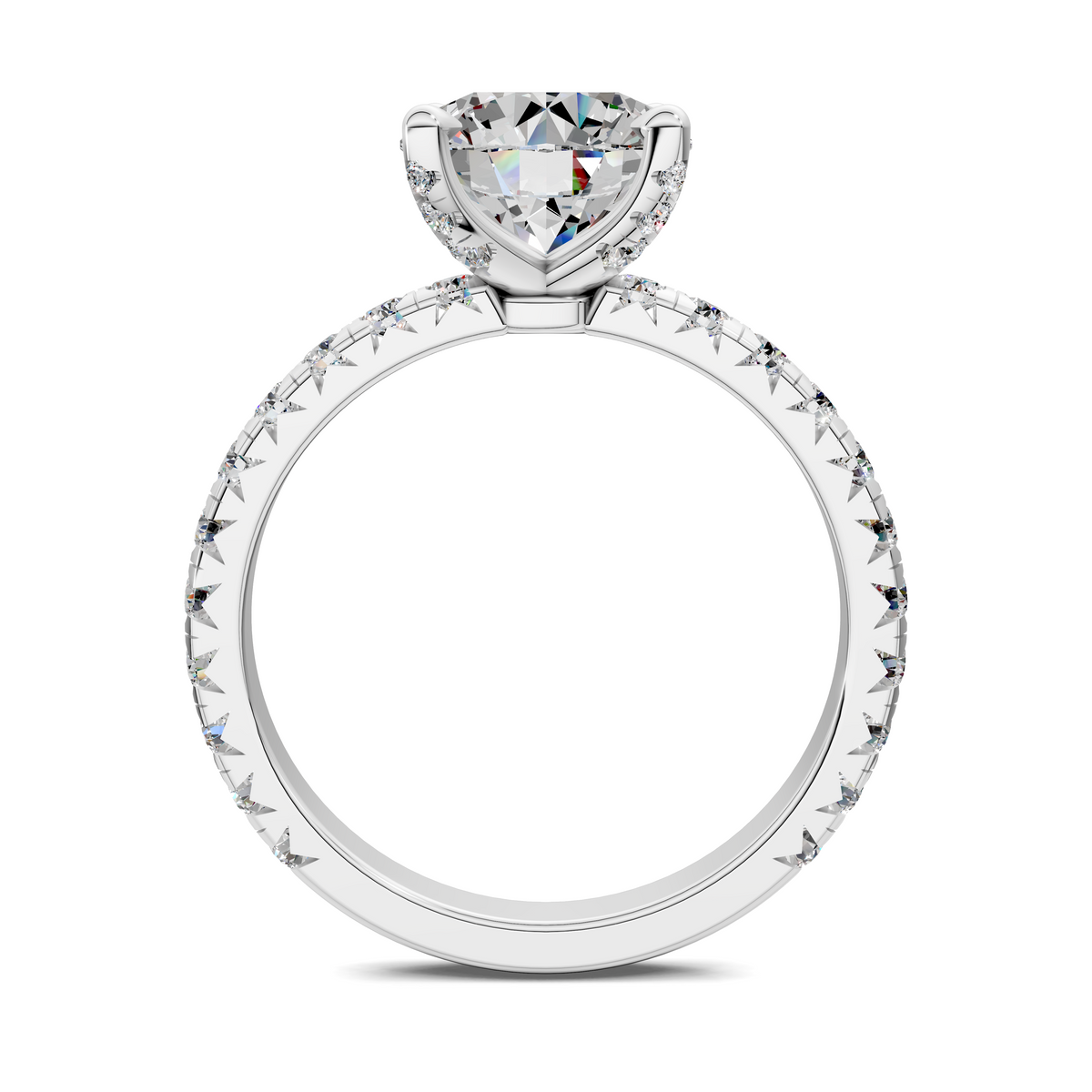 Anna Pavé Prong Solitaire Engagement Ring