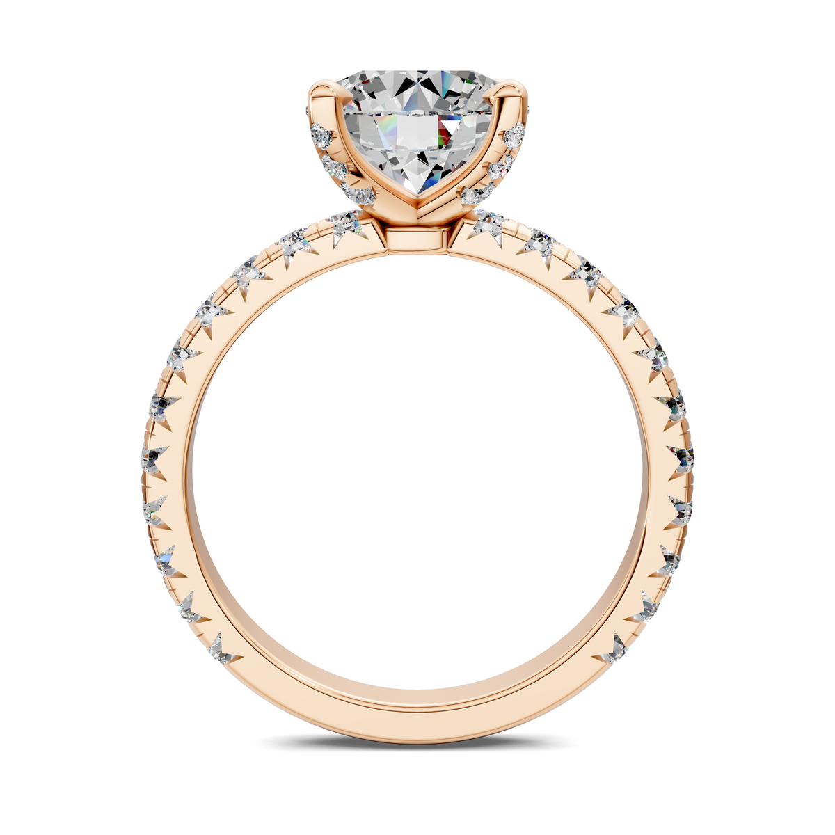 Anna Pavé Prong Solitaire Engagement Ring