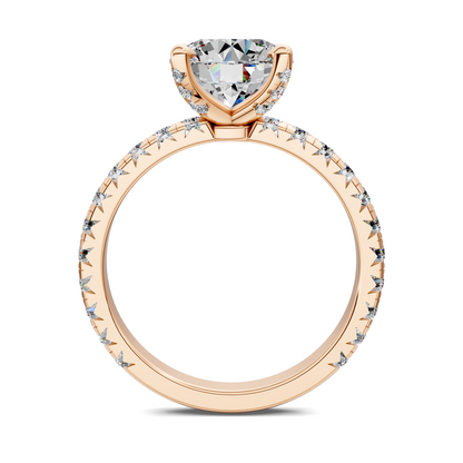 Anna Pavé Prong Solitaire Engagement Ring