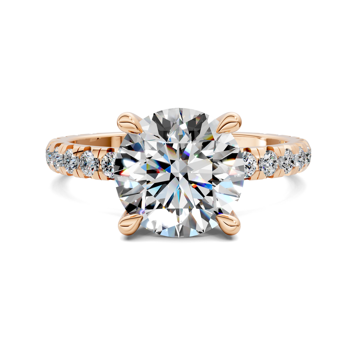 Anna Pavé Prong Solitaire Engagement Ring