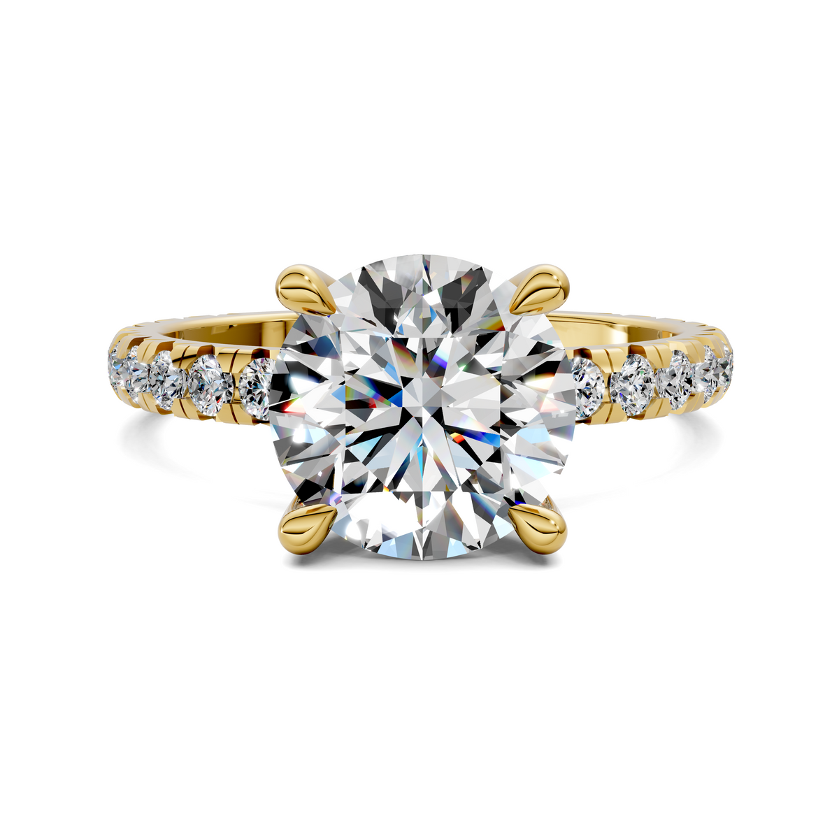Anna Pavé Prong Solitaire Engagement Ring