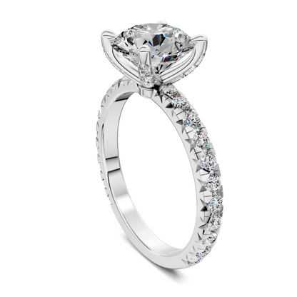 Anna Pavé Prong Solitaire Engagement Ring