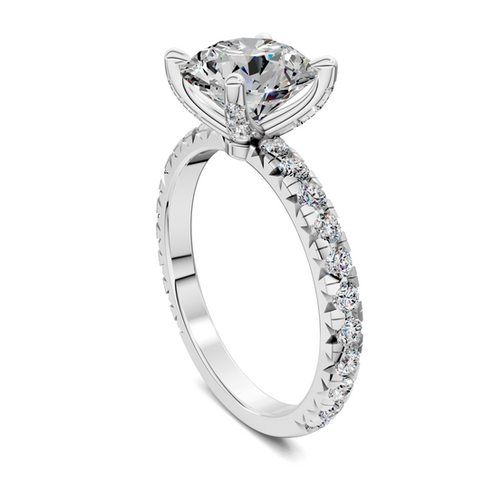 Anna Pavé Prong Solitaire Engagement Ring