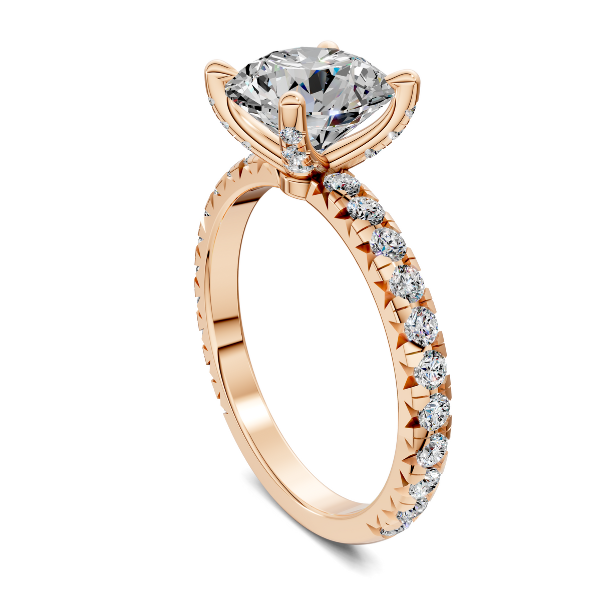 Anna Pavé Prong Solitaire Engagement Ring