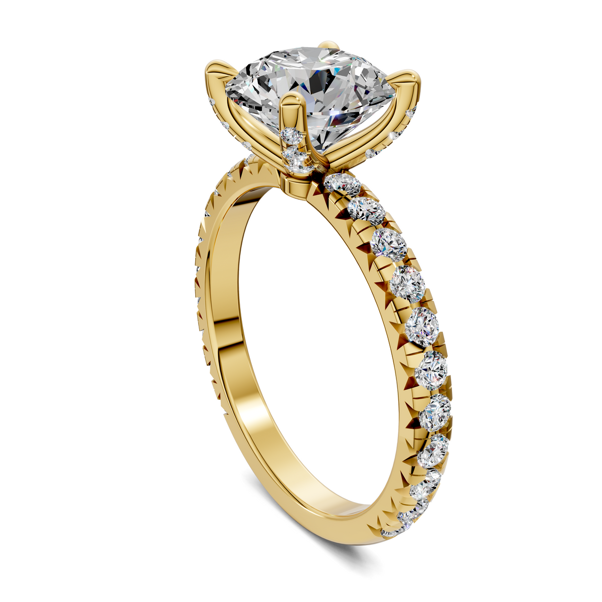 Anna Pavé Prong Solitaire Engagement Ring