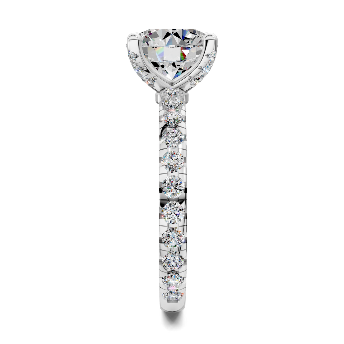 Anna Pavé Prong Solitaire Engagement Ring
