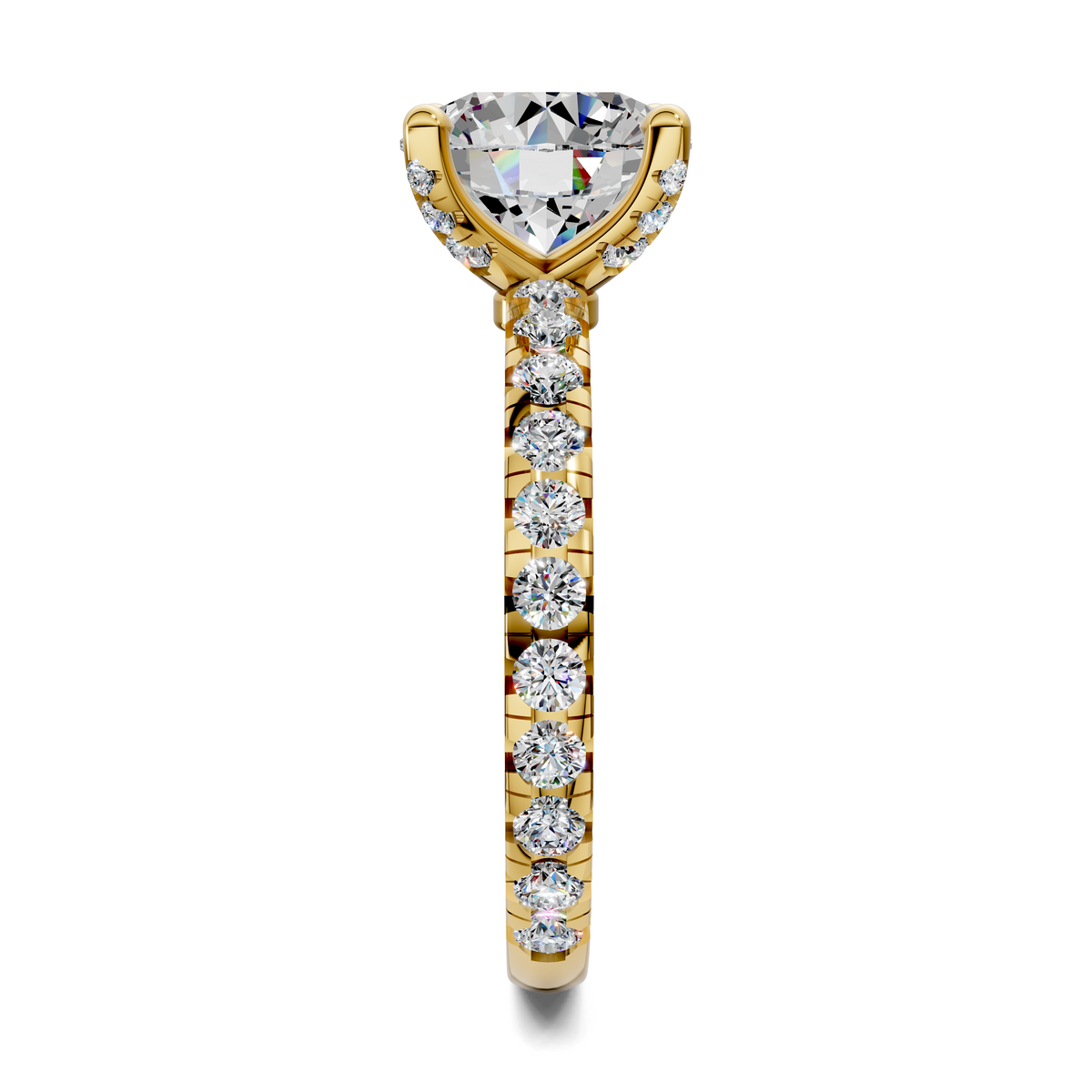 Anna Pavé Prong Solitaire Engagement Ring