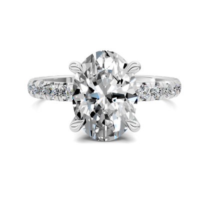 Anna Pavé Prong Solitaire Engagement Ring