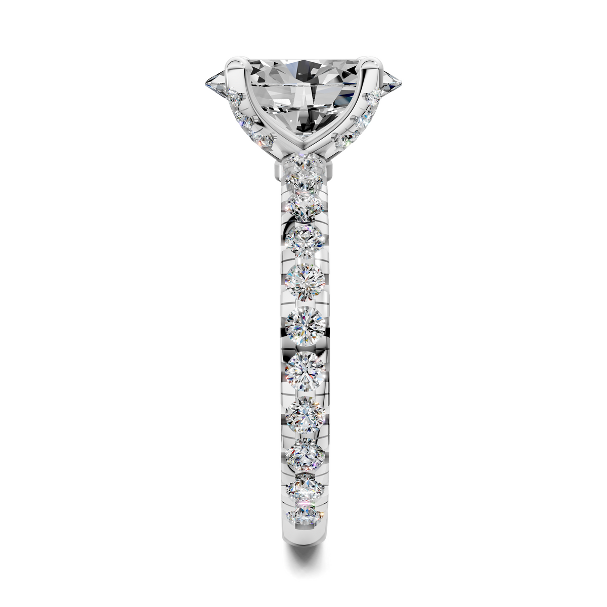 Anna Pavé Prong Solitaire Engagement Ring