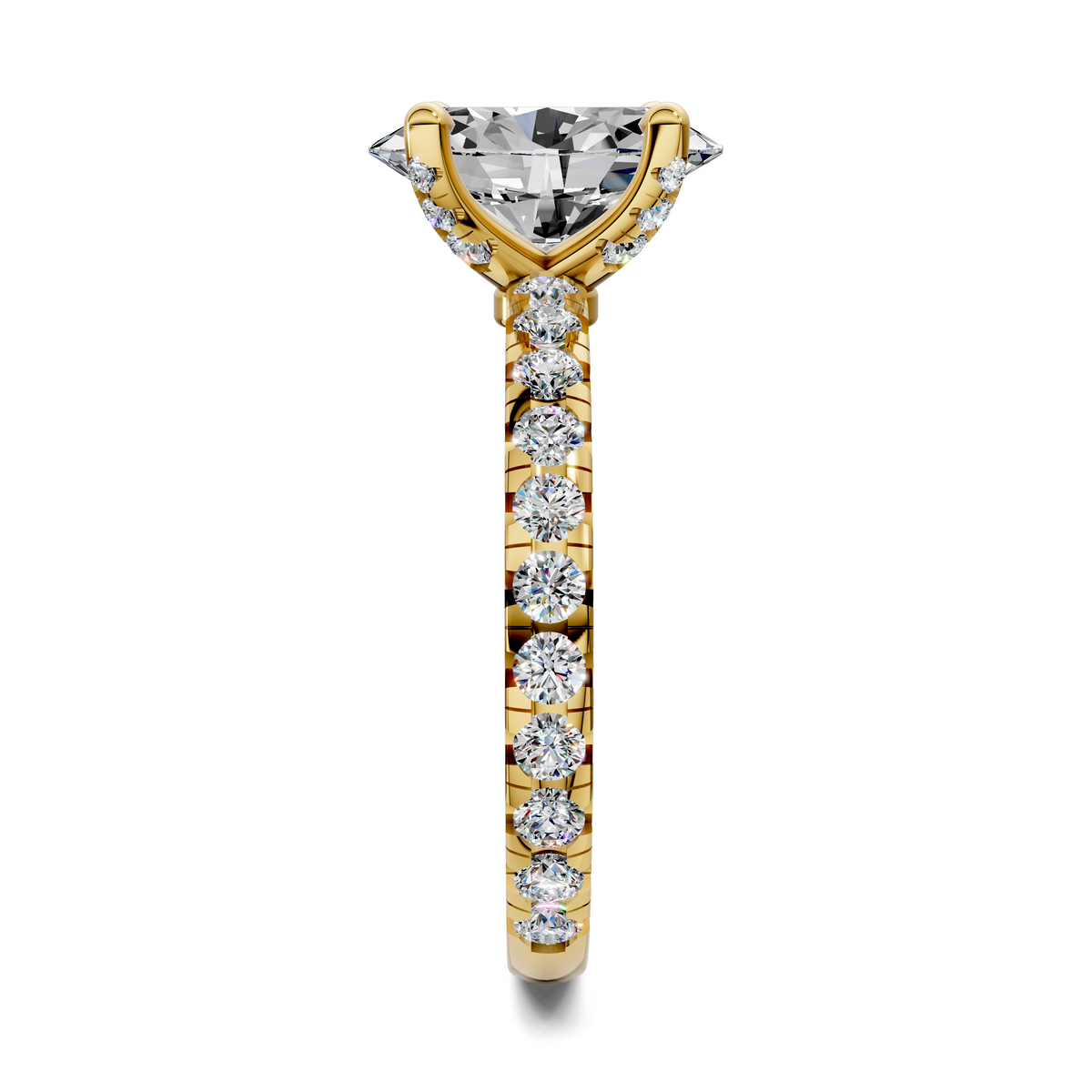 Anna Pavé Prong Solitaire Engagement Ring