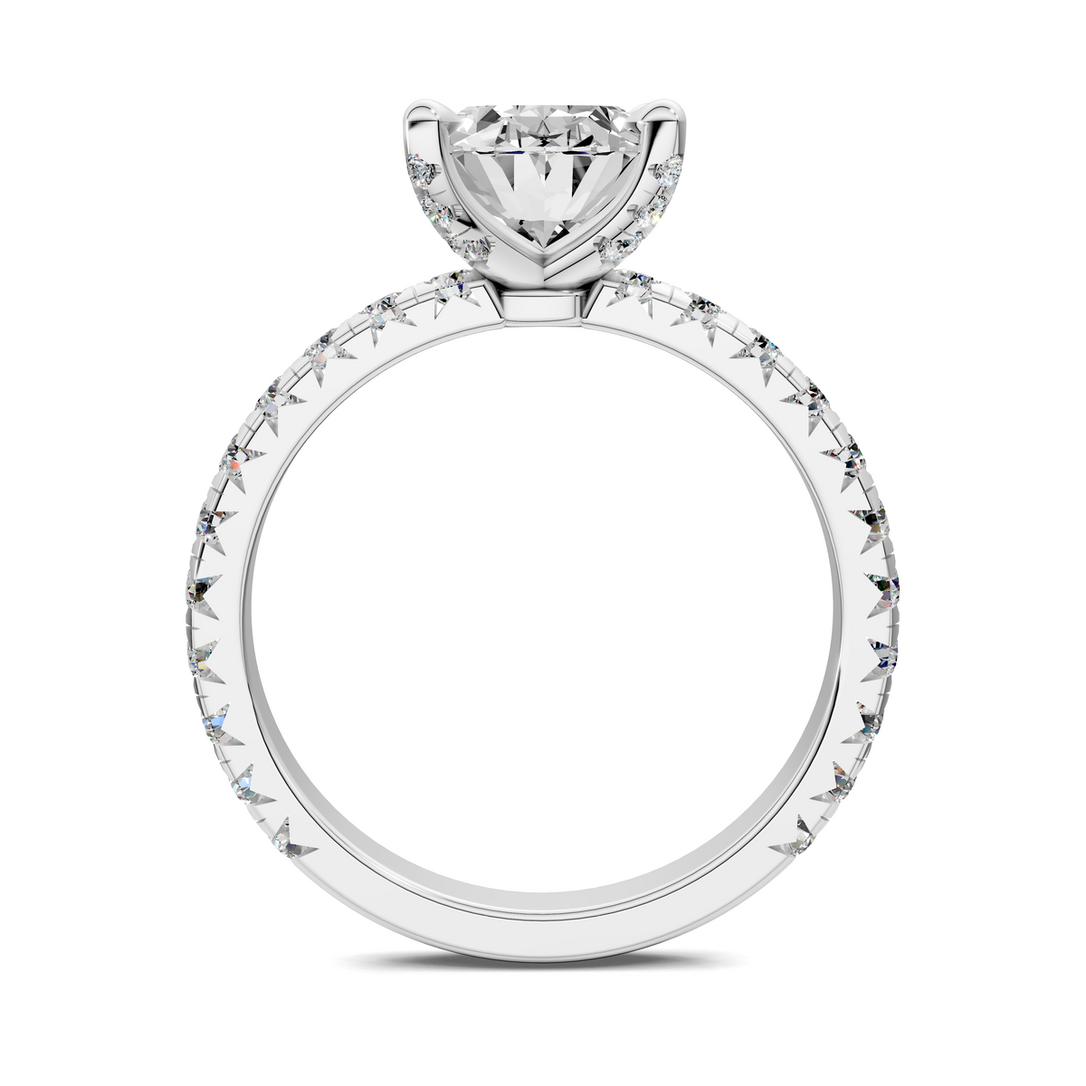 Anna Pavé Prong Solitaire Engagement Ring