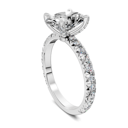 Anna Pavé Prong Solitaire Engagement Ring