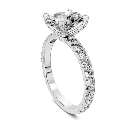Anna Pavé Prong Solitaire Engagement Ring
