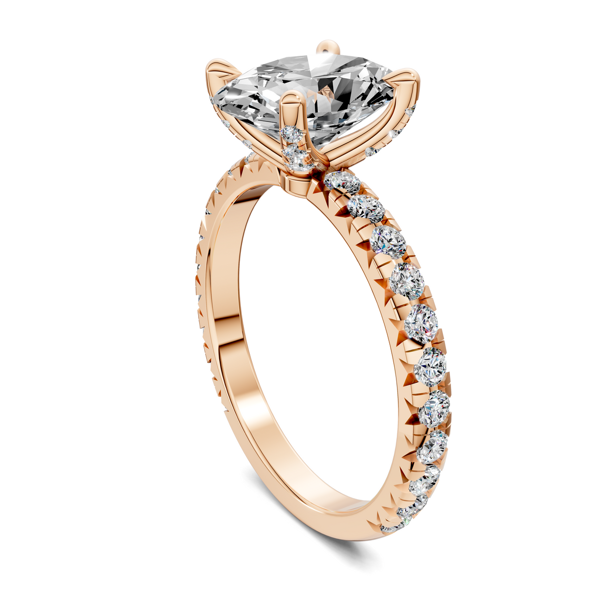 Anna Pavé Prong Solitaire Engagement Ring