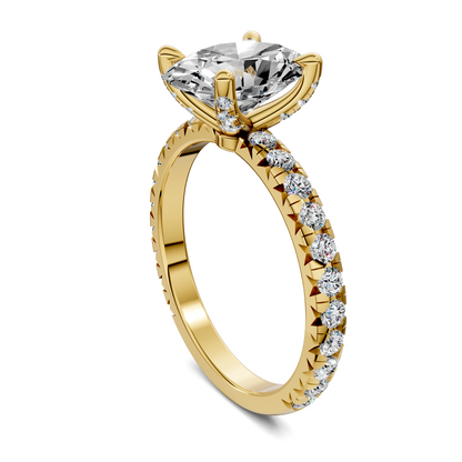 Anna Pavé Prong Solitaire Engagement Ring