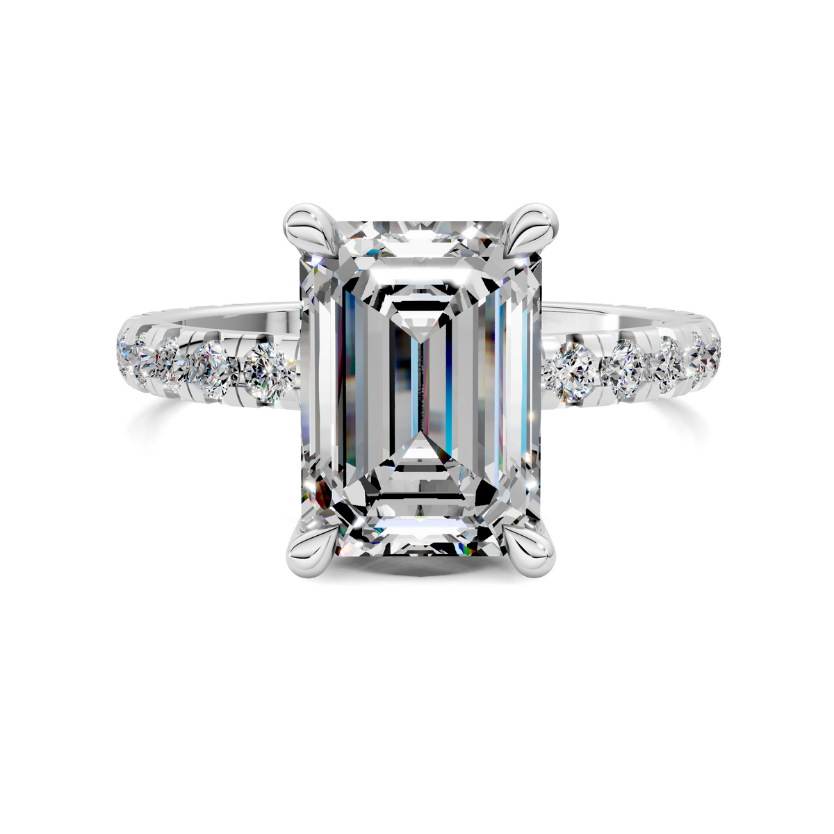 Anna Pavé Prong Solitaire Engagement Ring