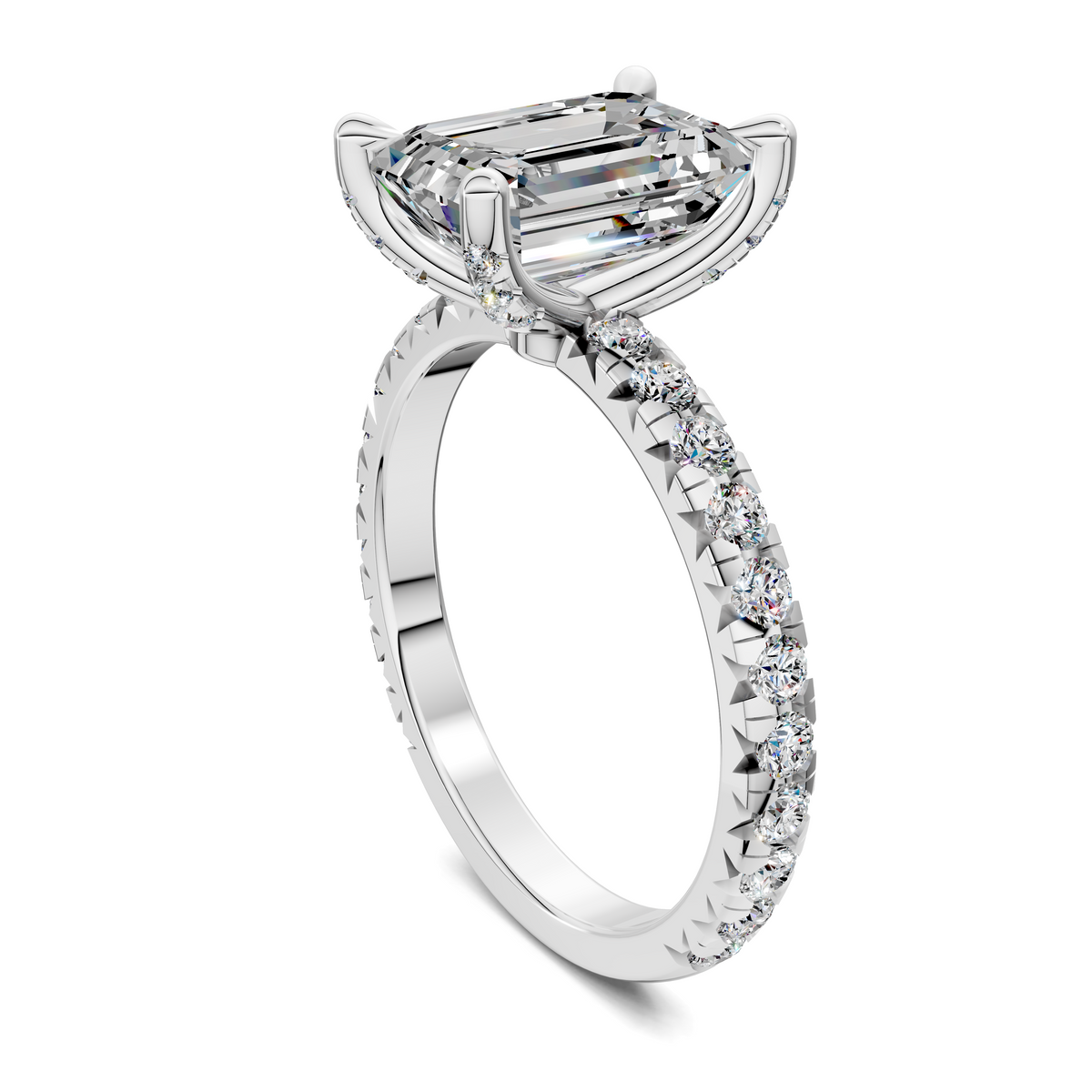Anna Pavé Prong Solitaire Engagement Ring