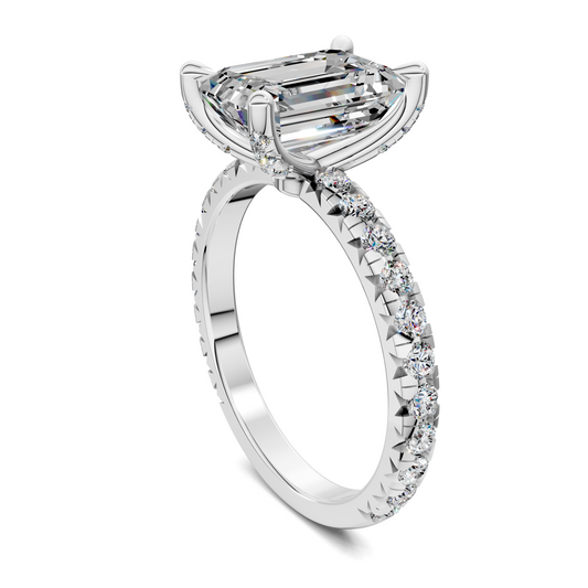 Anna Pavé Prong Solitaire Engagement Ring