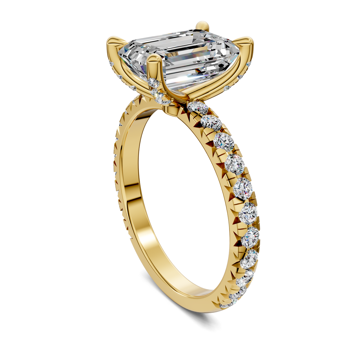 Anna Pavé Prong Solitaire Engagement Ring