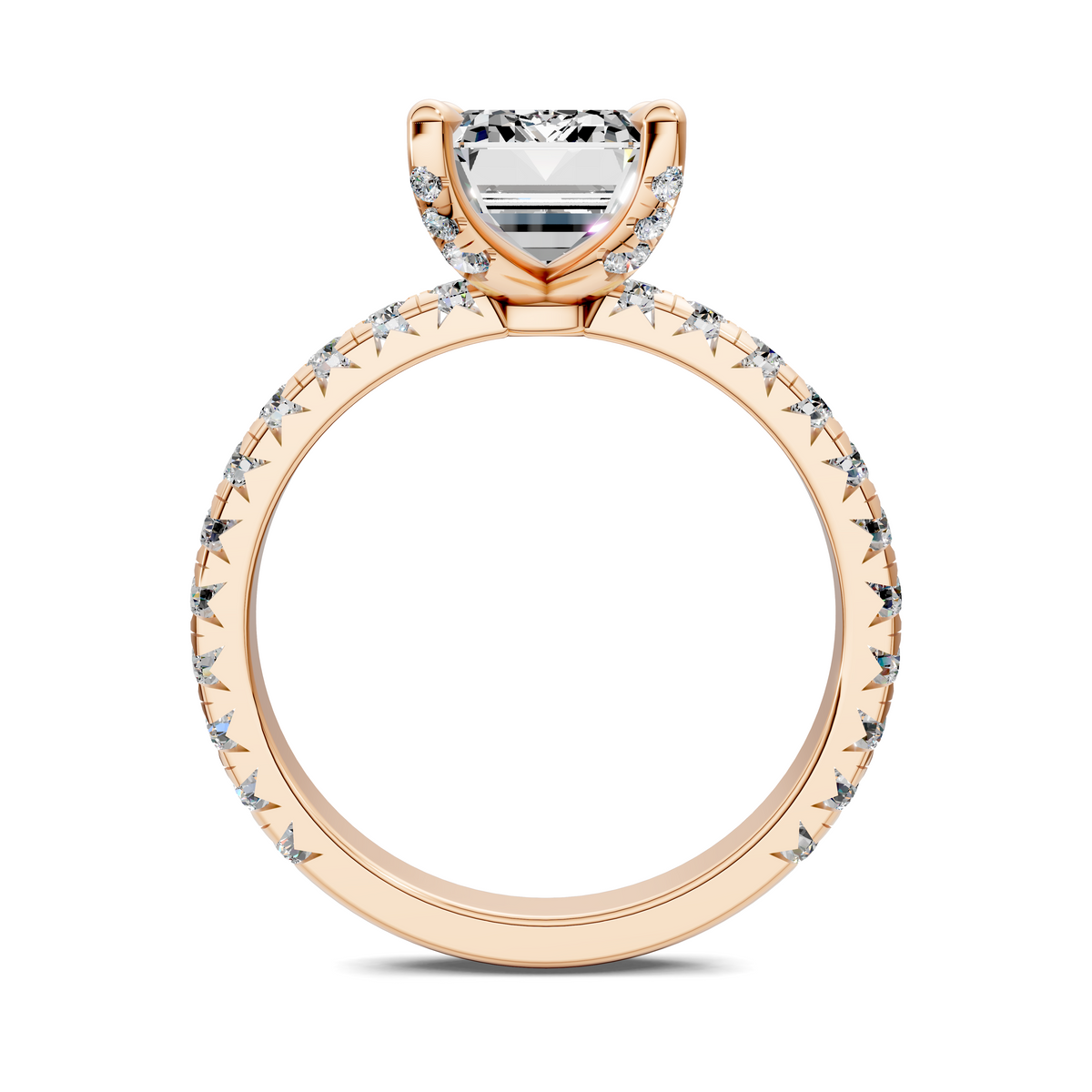 Anna Pavé Prong Solitaire Engagement Ring