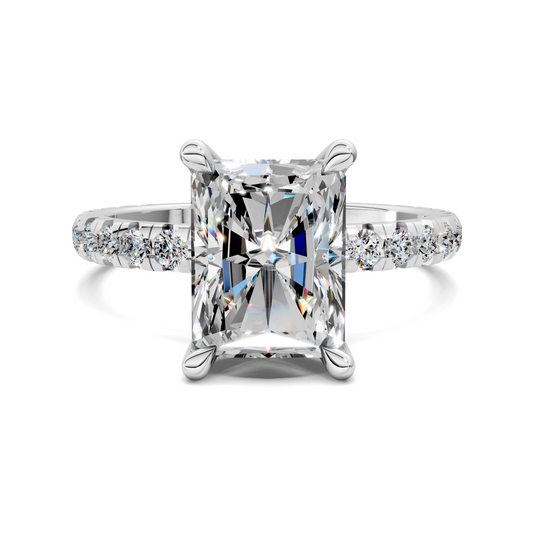 Anna Pavé Prong Solitaire Engagement Ring