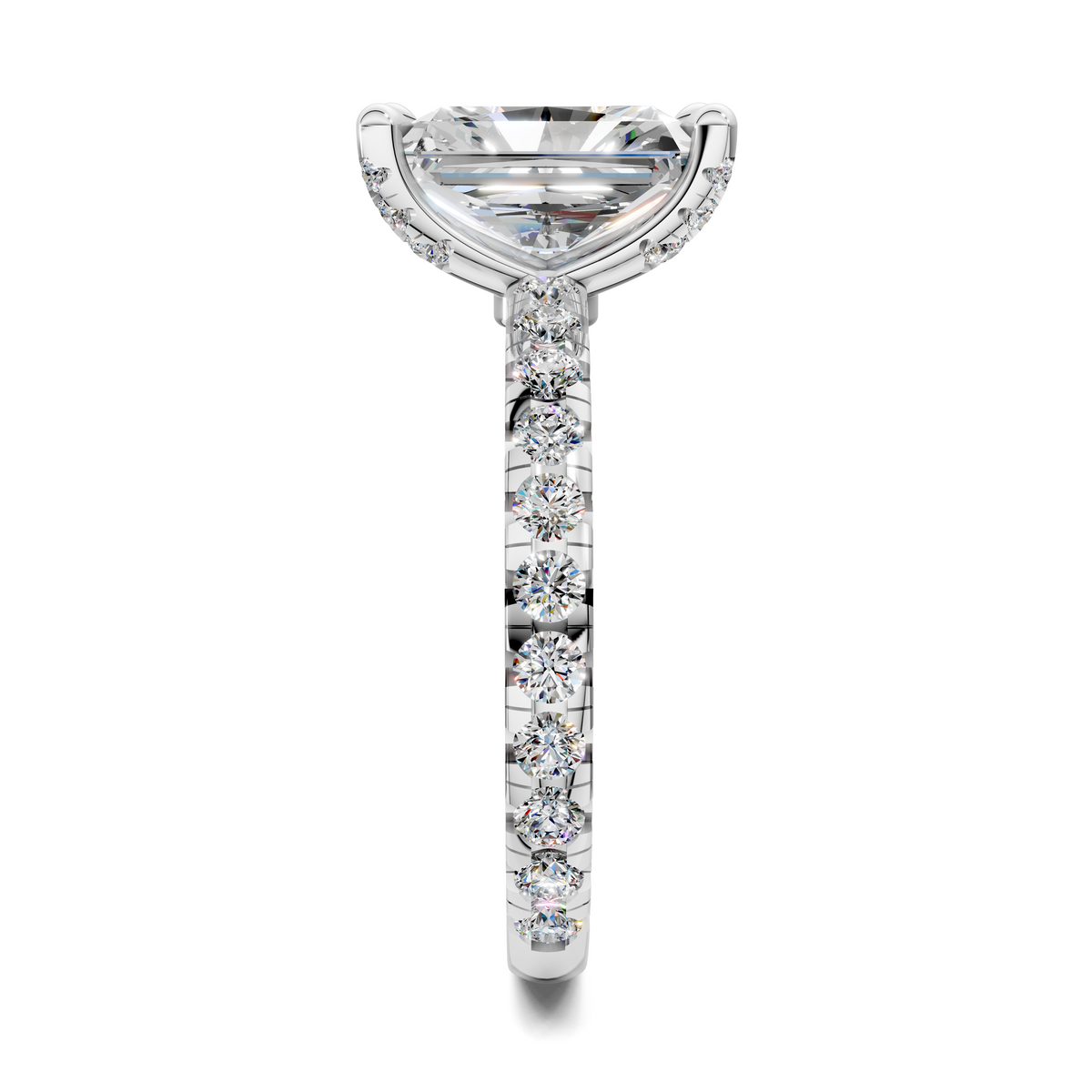 Anna Pavé Prong Solitaire Engagement Ring