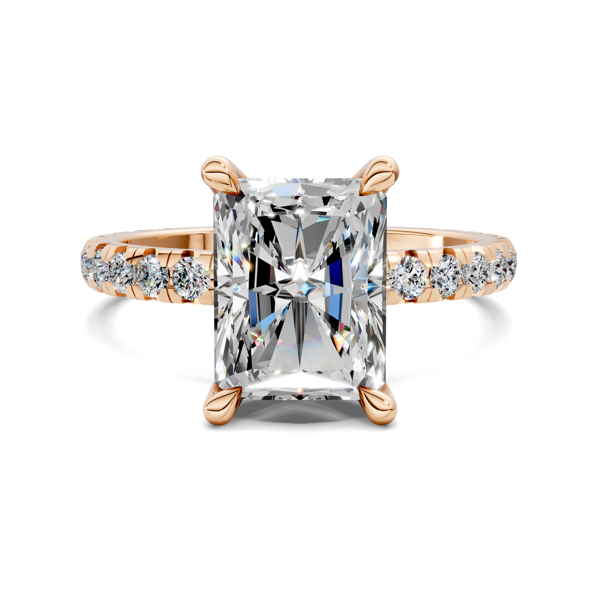 Anna Pavé Prong Solitaire Engagement Ring