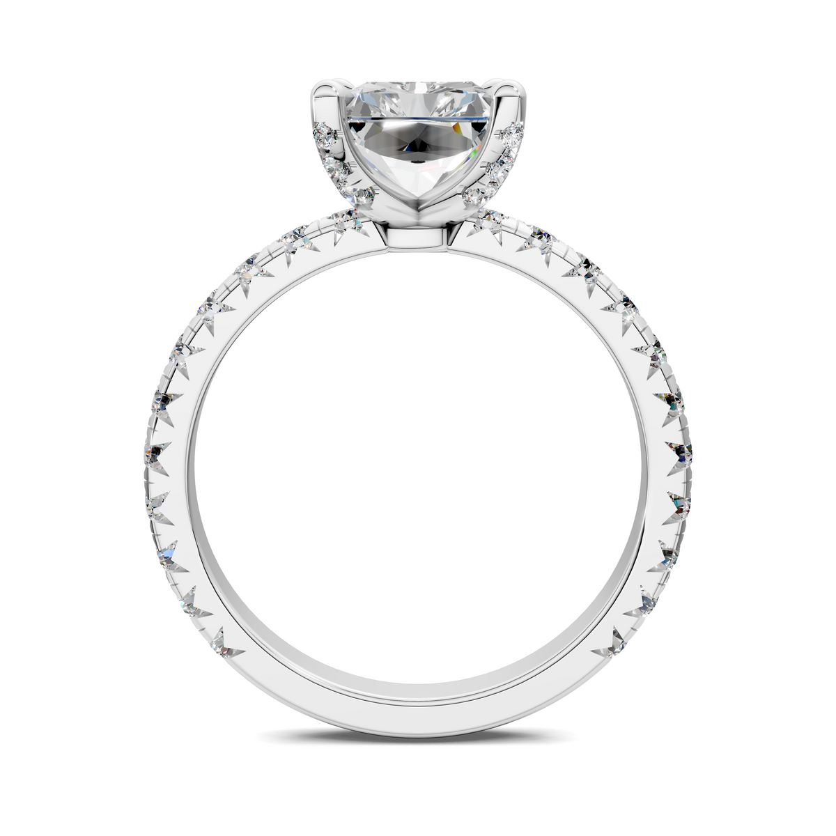 Anna Pavé Prong Solitaire Engagement Ring