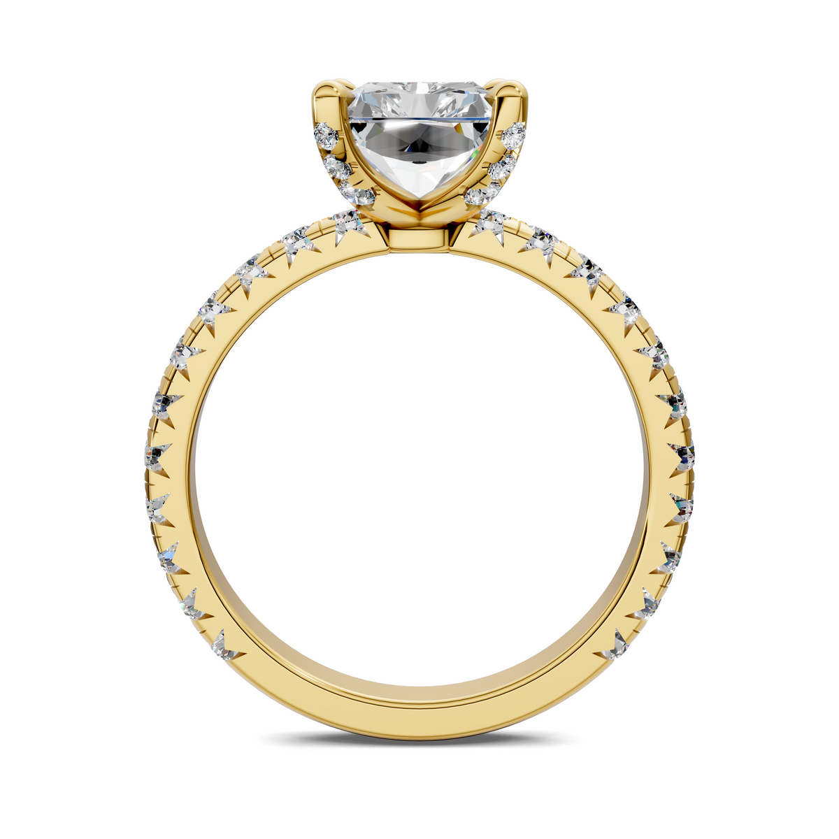 Anna Pavé Prong Solitaire Engagement Ring
